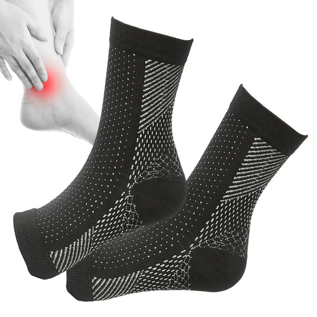 GENERICO - Calcetines Tobilleras de Compresión para Fascitis Plantar L-XL Negro