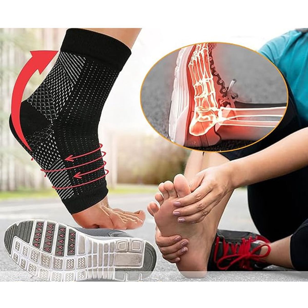 GENERICO - Calcetines Tobilleras de Compresión para Fascitis Plantar L-XL Negro