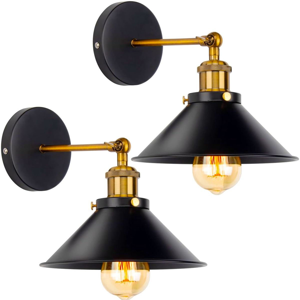 ONE PIXEL - Lampara Aplique De Pared Vintage Estilo Antiguo Negro 2 UND