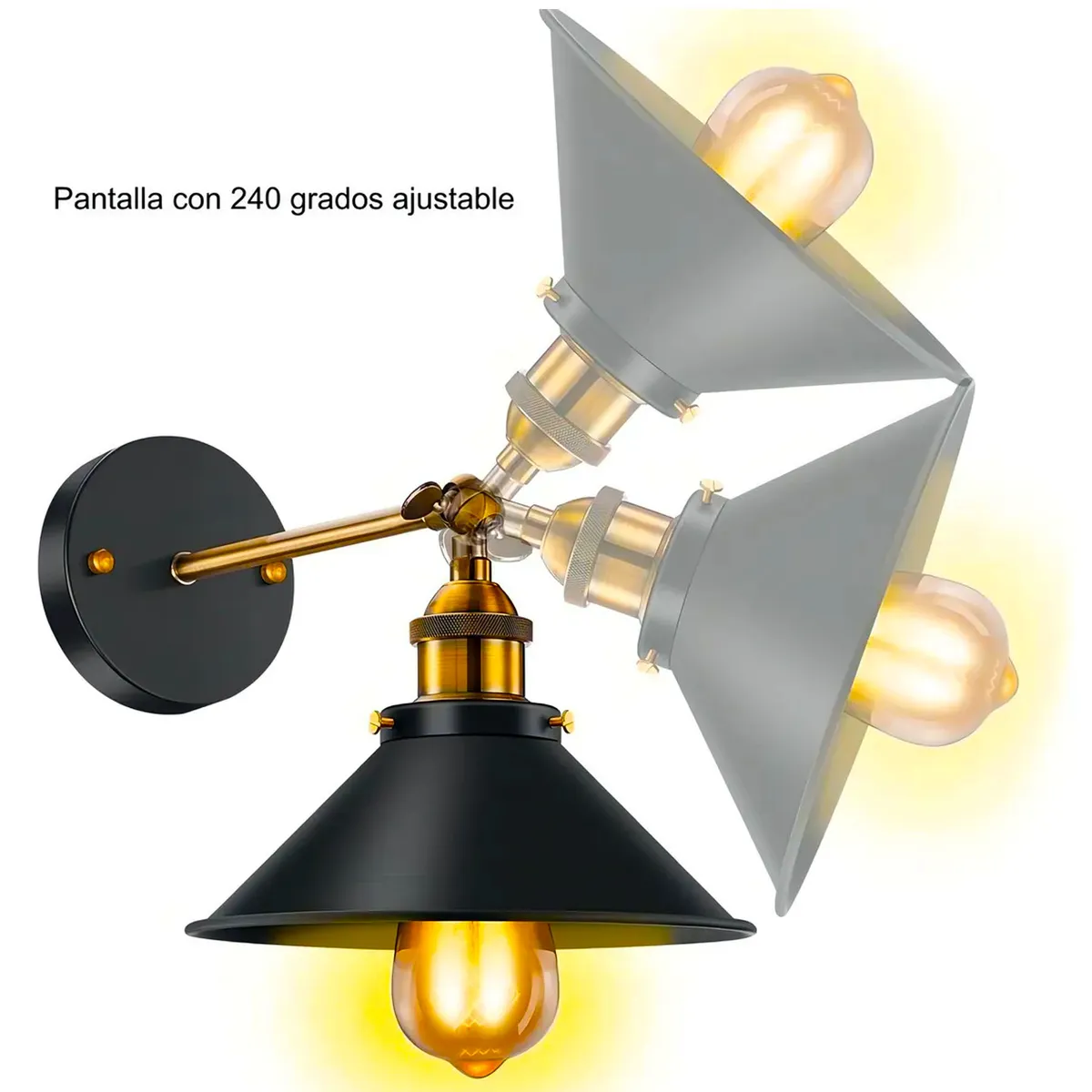 ONE PIXEL - Lampara Aplique De Pared Vintage Estilo Antiguo Negro 2 UND