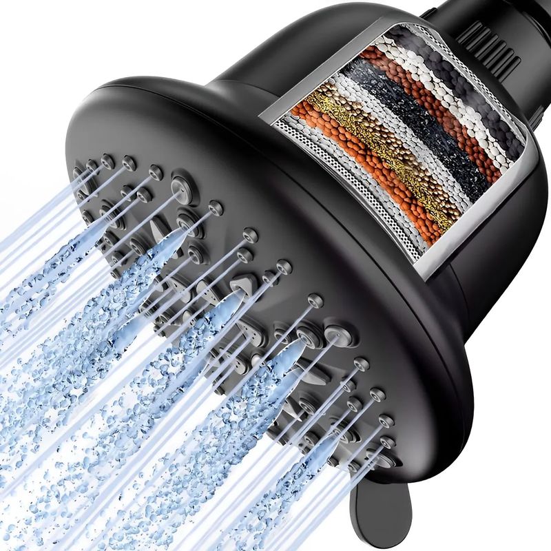 MILOPTS - Ducha Con Filtro De Agua Cabezal Purificador Alta Presion NEGRO