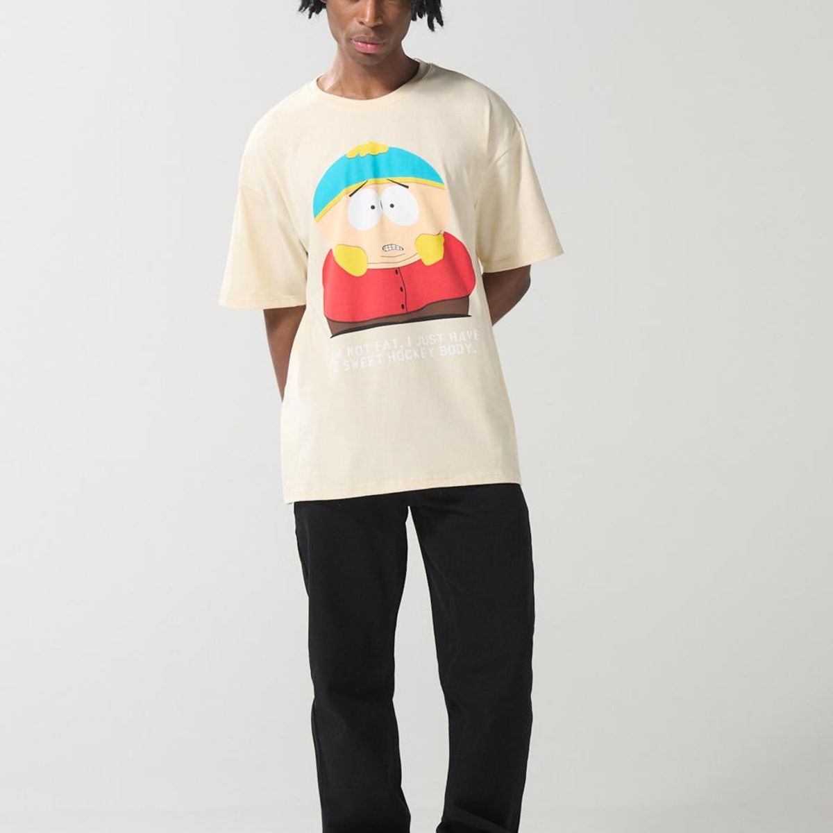 KOAJ - KOAJ Camiseta oversize kaki manga corta con arte de South P Hombre