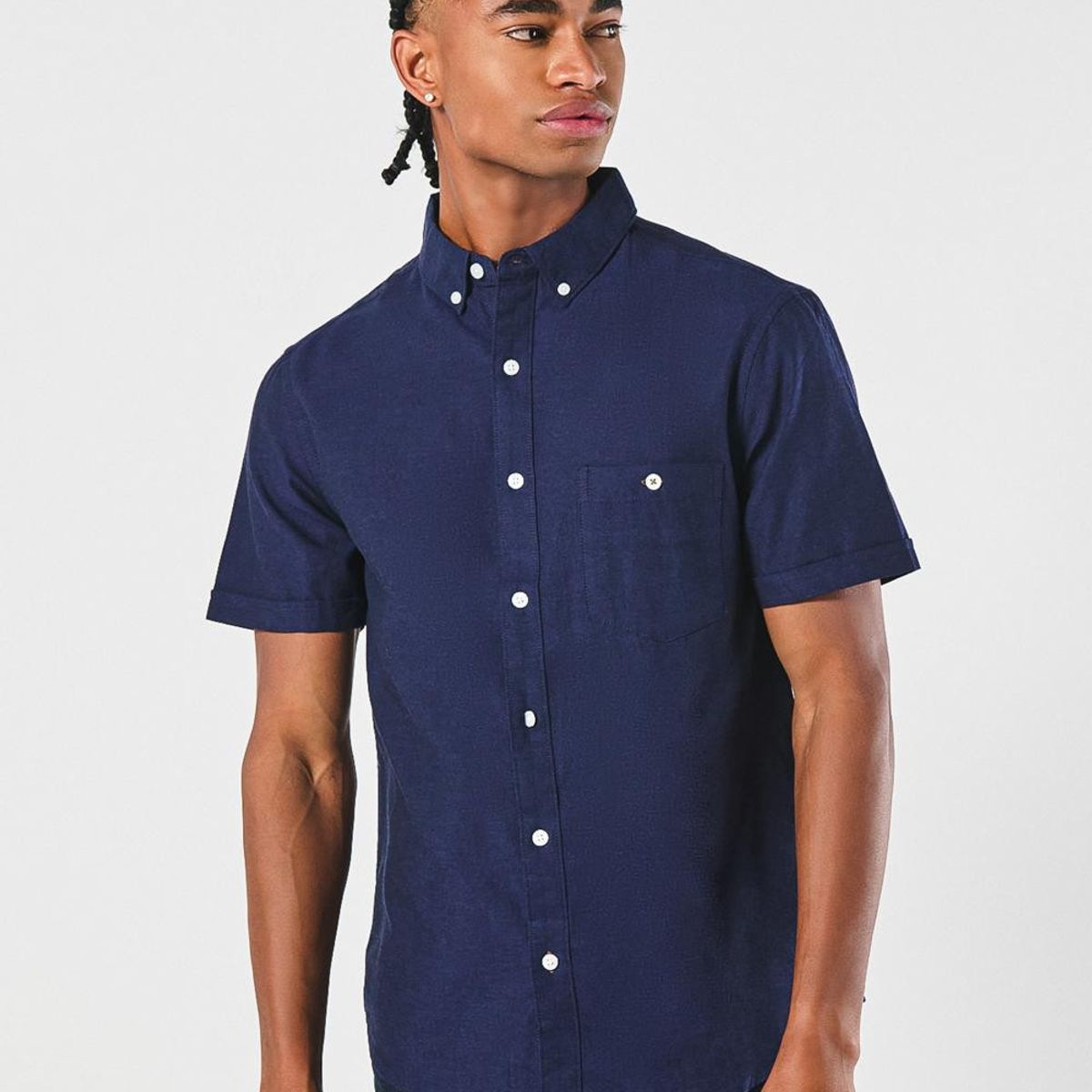 KOAJ - KOAJ Camisa con cuello button down, manga corta con colores  Hombre