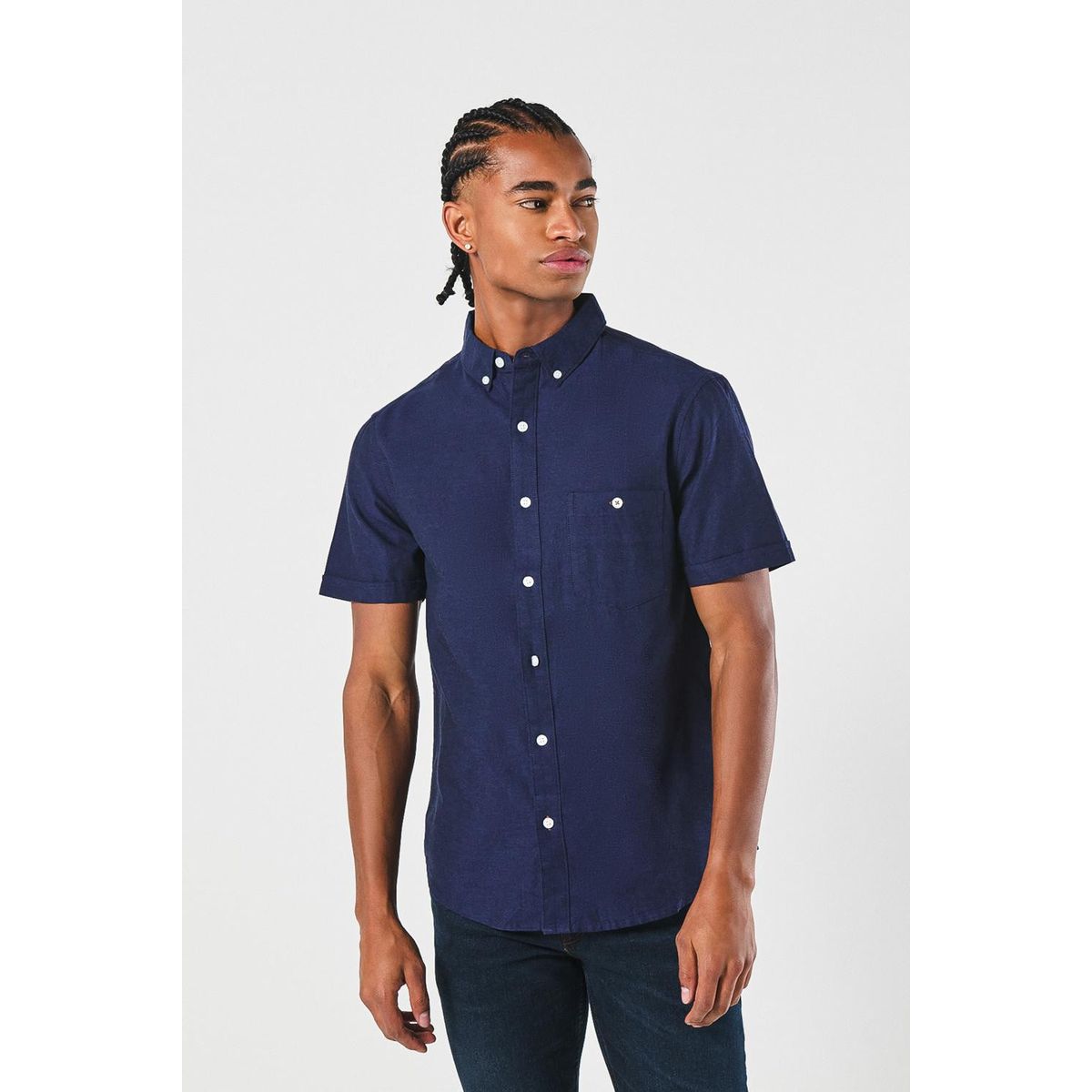 KOAJ - KOAJ Camisa con cuello button down, manga corta con colores  Hombre