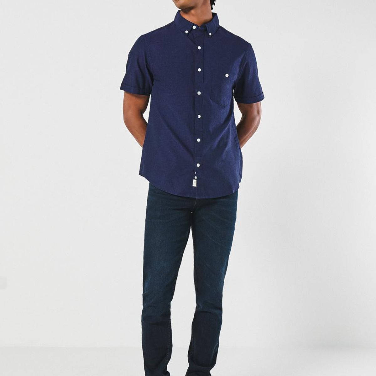 KOAJ - KOAJ Camisa con cuello button down, manga corta con colores  Hombre