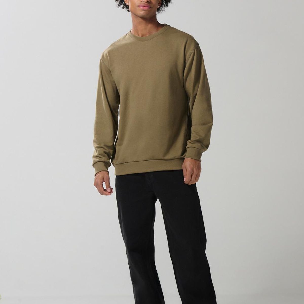 KOAJ - KOAJ Buzo manga larga unicolor con cuello redondo Hombre