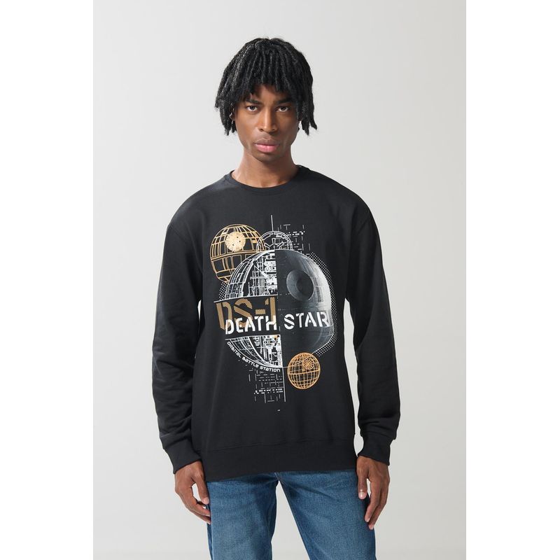 KOAJ - KOAJ Buzo de Star Wars negro cuello redondo con hombro rodado HOMBRE