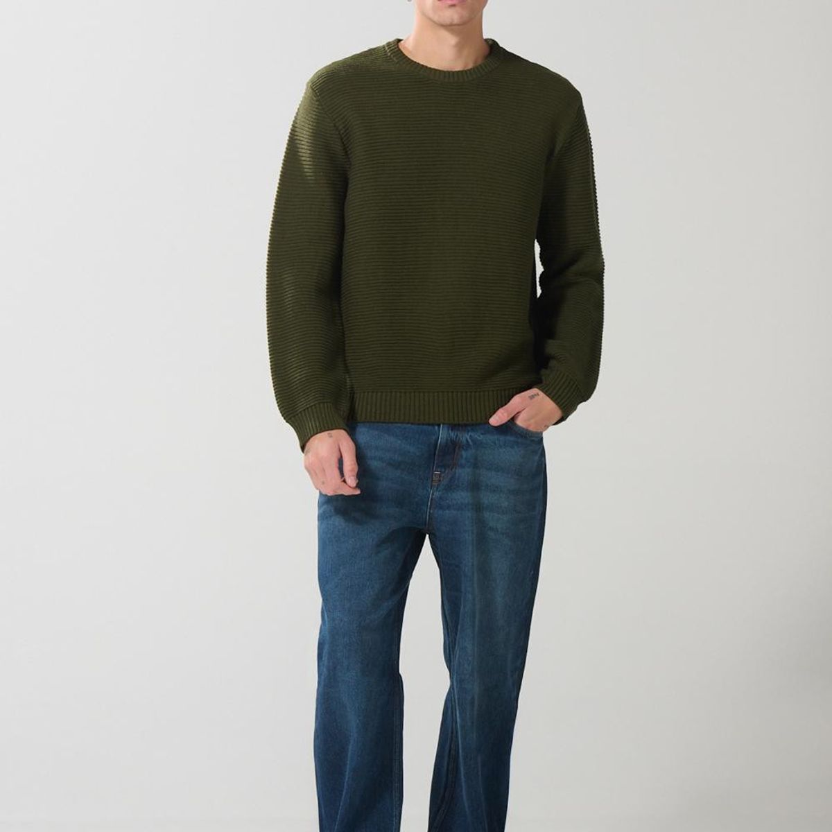 KOAJ - KOAJ Suéter cuello redondo multicolor con rayas en relieve Hombre