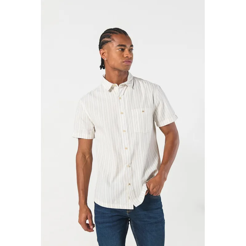 KOAJ - KOAJ Camisa a rayas, sport collar manga corta Hombre