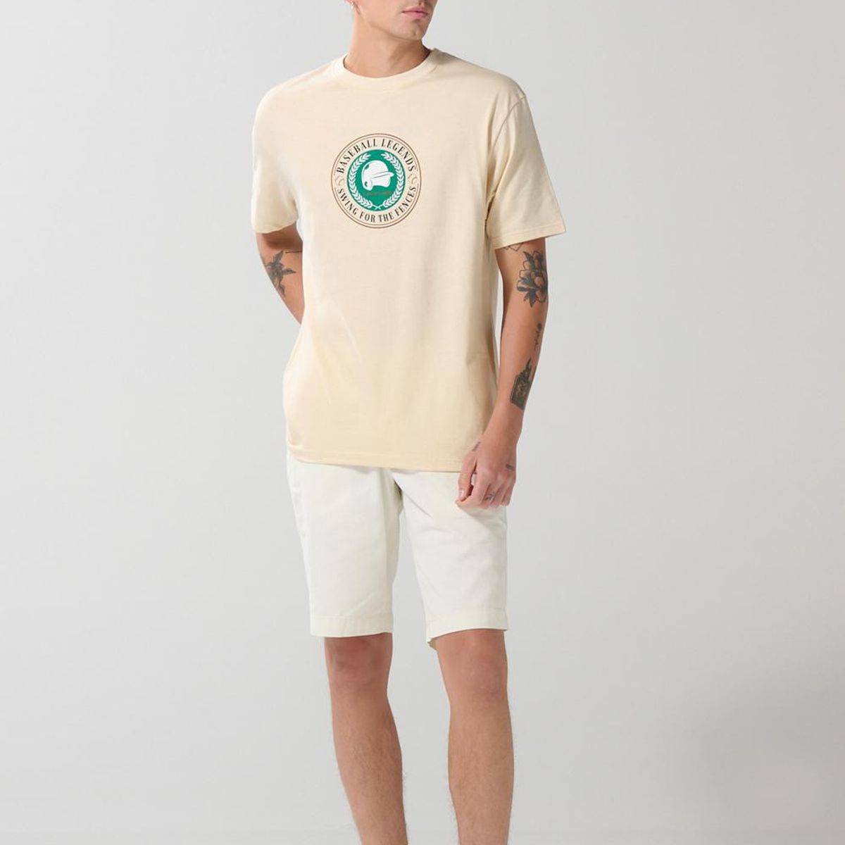 KOAJ - KOAJ Camiseta kaki clara college deportiva con manga corta Hombre