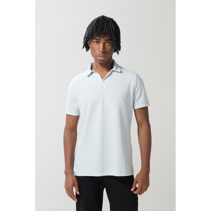 KOAJ - KOAJ Camiseta polo azul clara con cuello V y manga corta HOMBRE