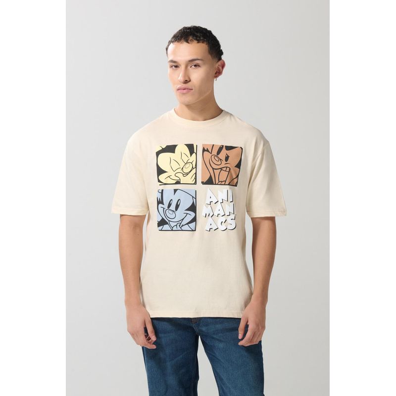 KOAJ - KOAJ Camiseta kaki clara de Animaniacs con cuello redondo HOMBRE