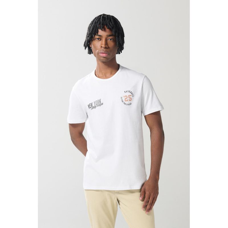 KOAJ - KOAJ Camiseta ajustada manga corta unicolor con arte college Hombre