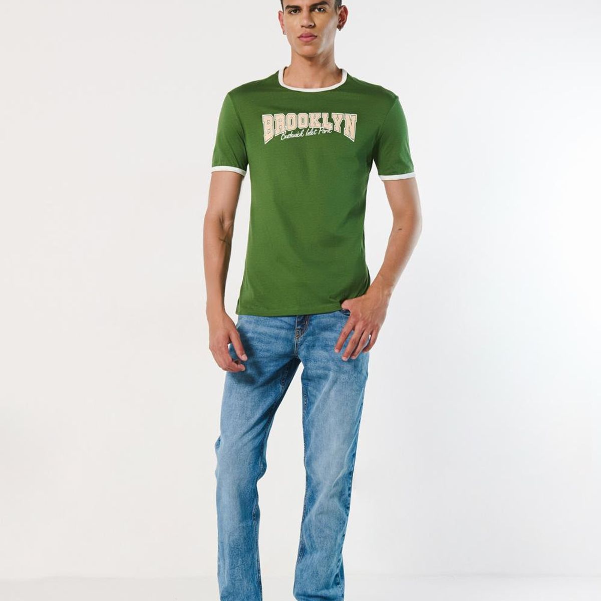 KOAJ - KOAJ Camiseta manga corta unicolor, estampado en frente esti Hombre