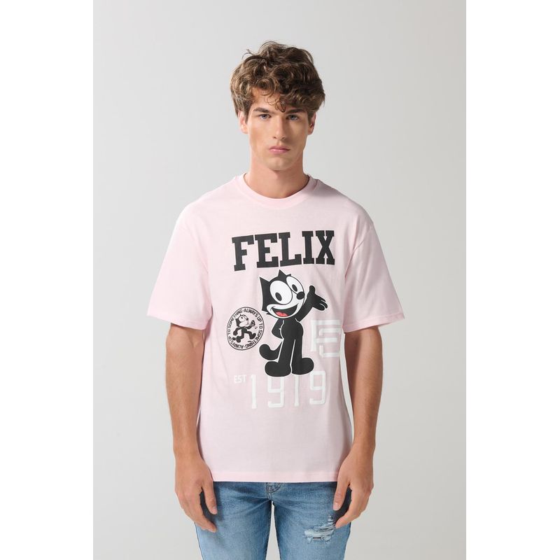 KOAJ - KOAJ Camiseta manga corta lila con arte de Félix el Gato HOMBRE