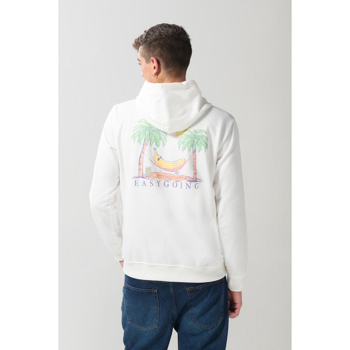 KOAJ - KOAJ Buzo unicolor con capota y diseño de playa Hombre