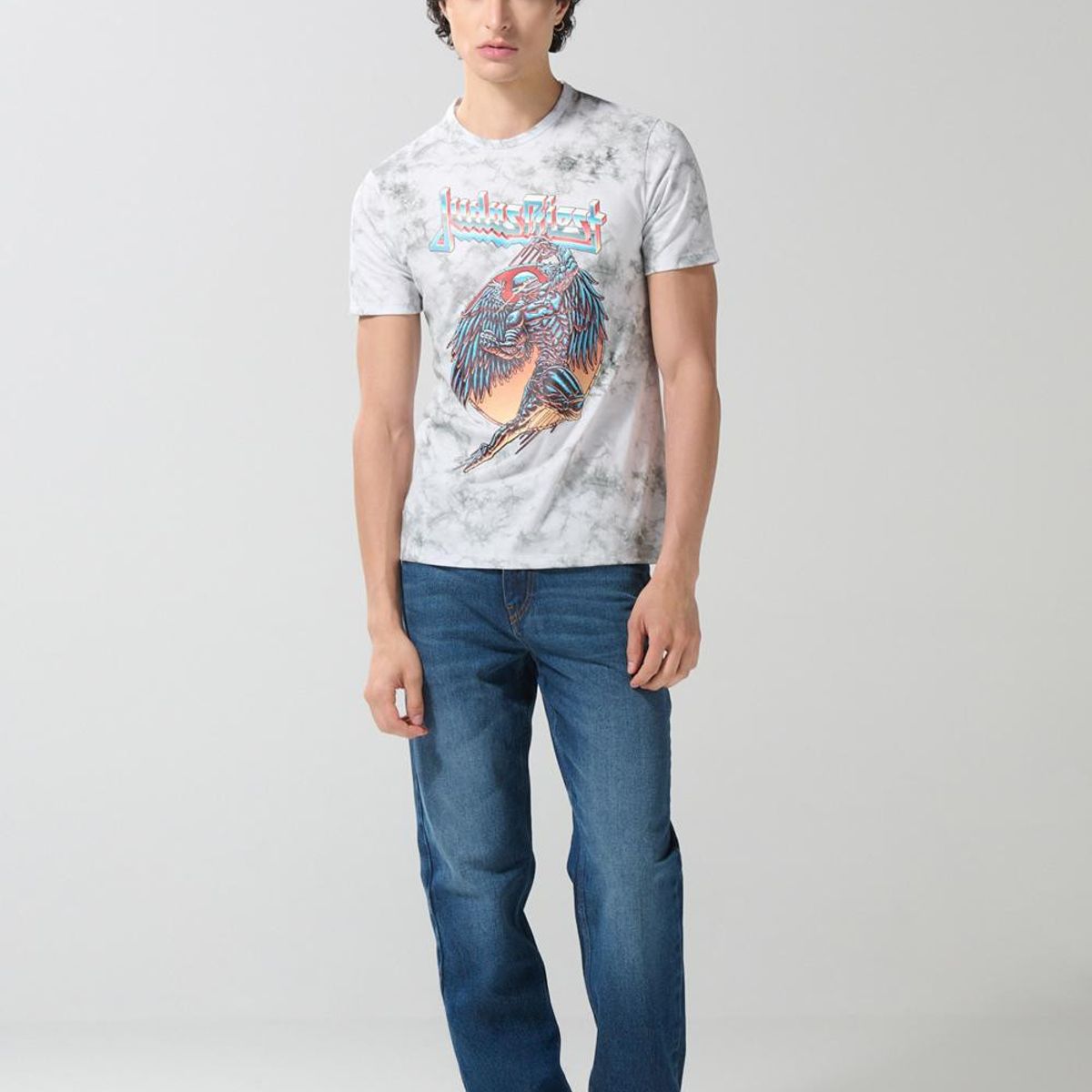 KOAJ - KOAJ Camiseta oversize crema de Judas Priest manga corta Hombre