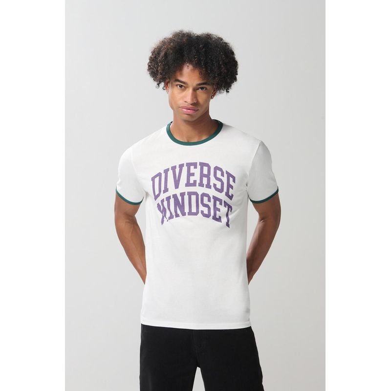 KOAJ - KOAJ Camiseta college crema en algodón con manga corta HOMBRE