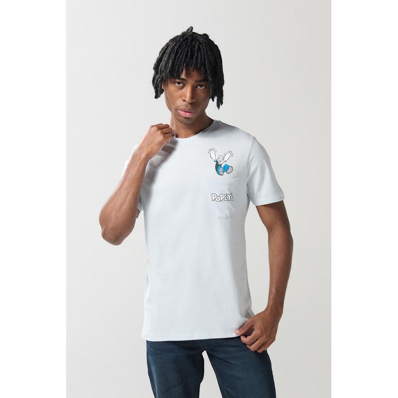 KOAJ - KOAJ Camiseta con bolsillo, manga corta, crema, con estampado  HOMBRE