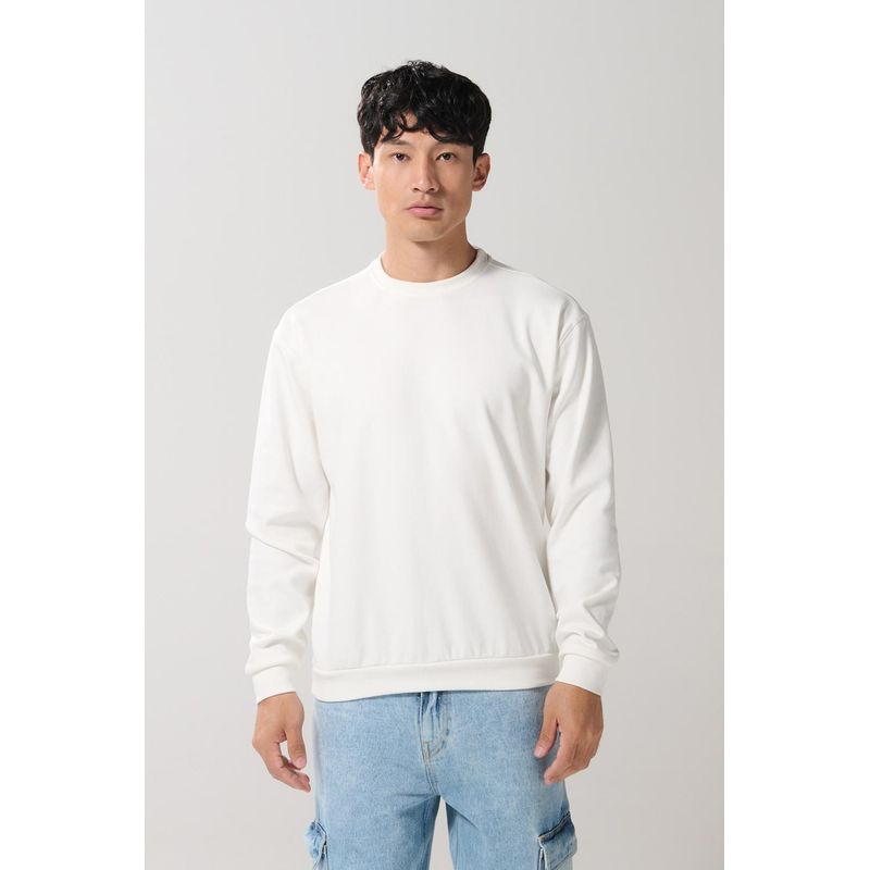 KOAJ - KOAJ Buzo crema claro hombro rodado con cuello redondo HOMBRE