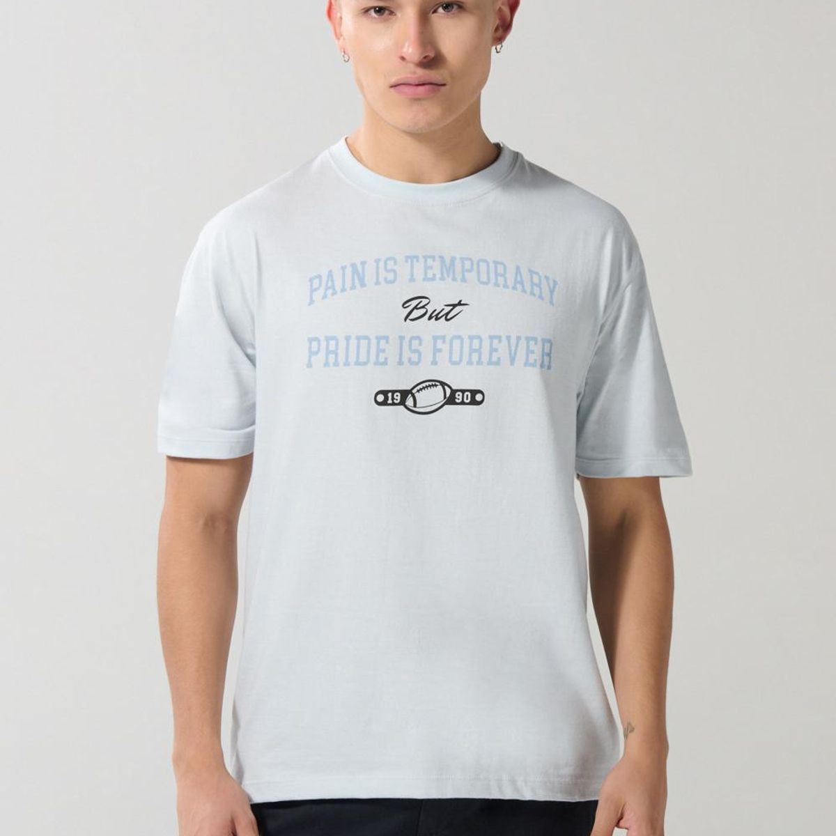 KOAJ - KOAJ Camiseta en algodón azul college con cuello redondo Hombre