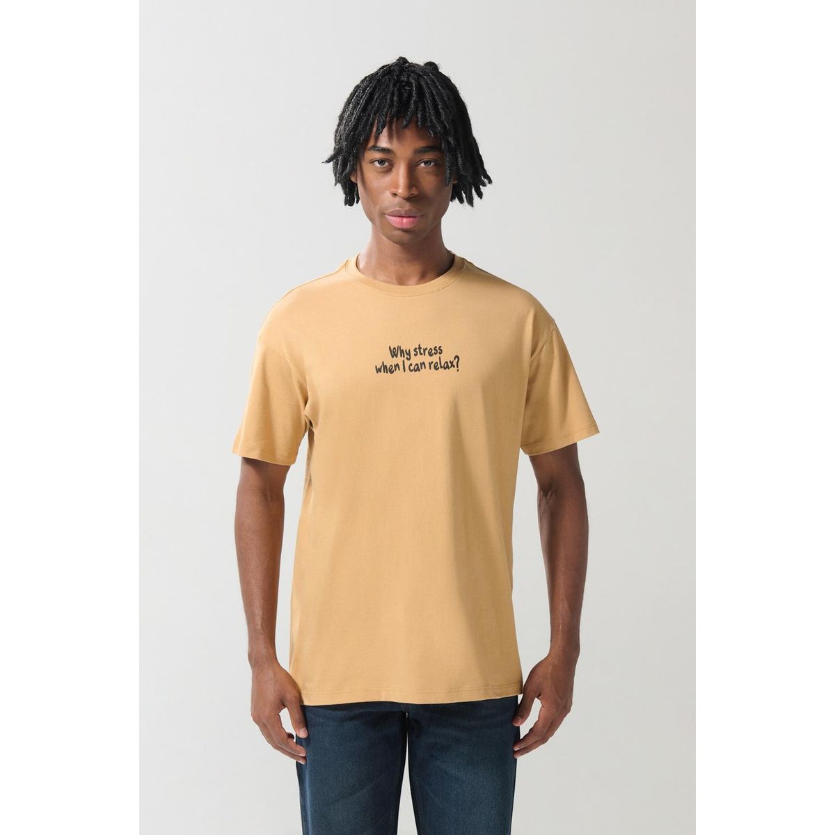 KOAJ - KOAJ Camiseta en algodón unicolor manga corta con texto dela Hombre