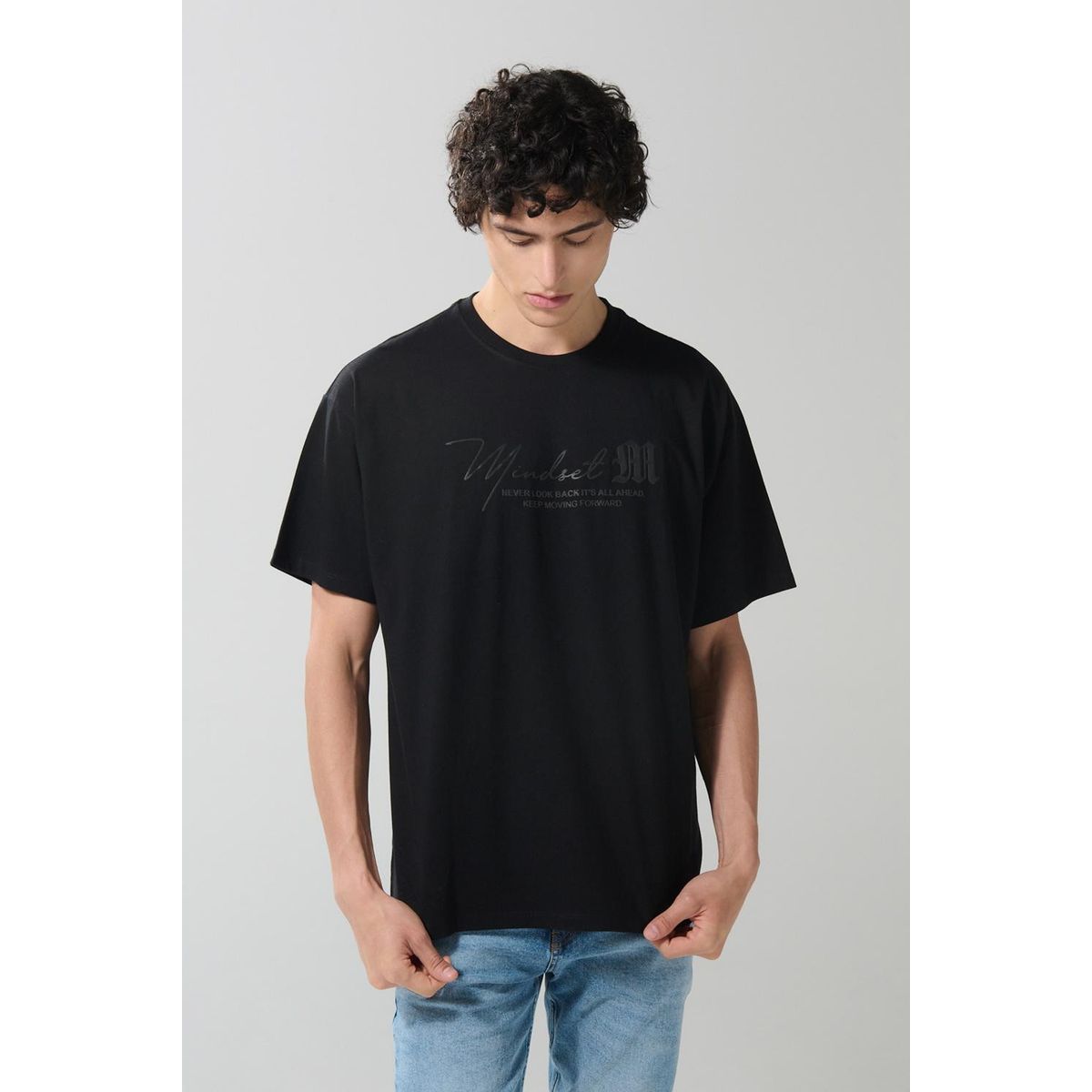 KOAJ - KOAJ Camiseta masculina fit super oversize manga corta con e Hombre