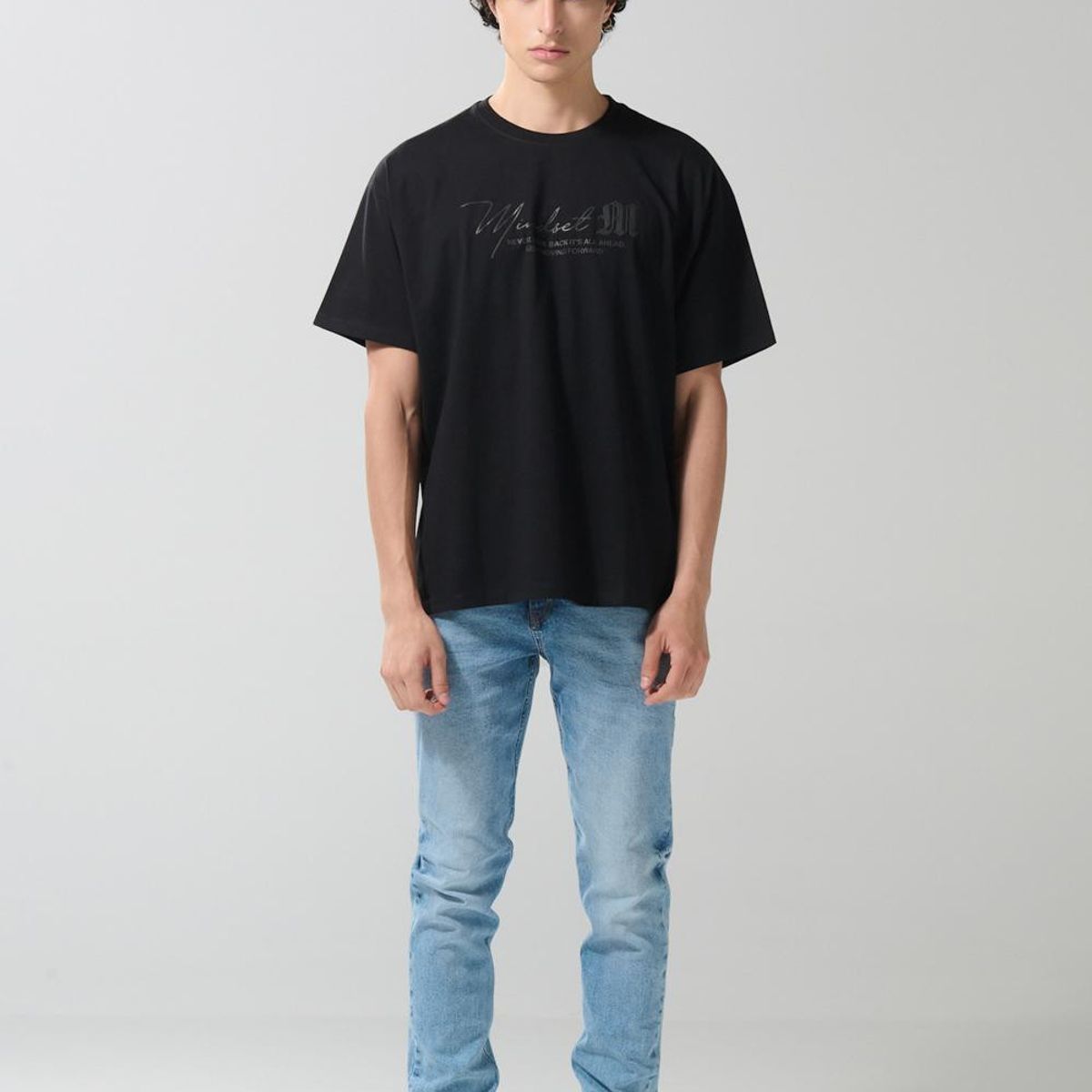 KOAJ - KOAJ Camiseta masculina fit super oversize manga corta con e Hombre