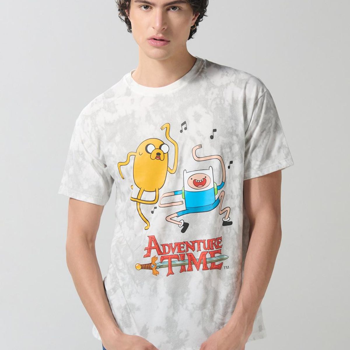 KOAJ - KOAJ Camiseta crema tie dye cuello redondo de Hora de Avent Hombre