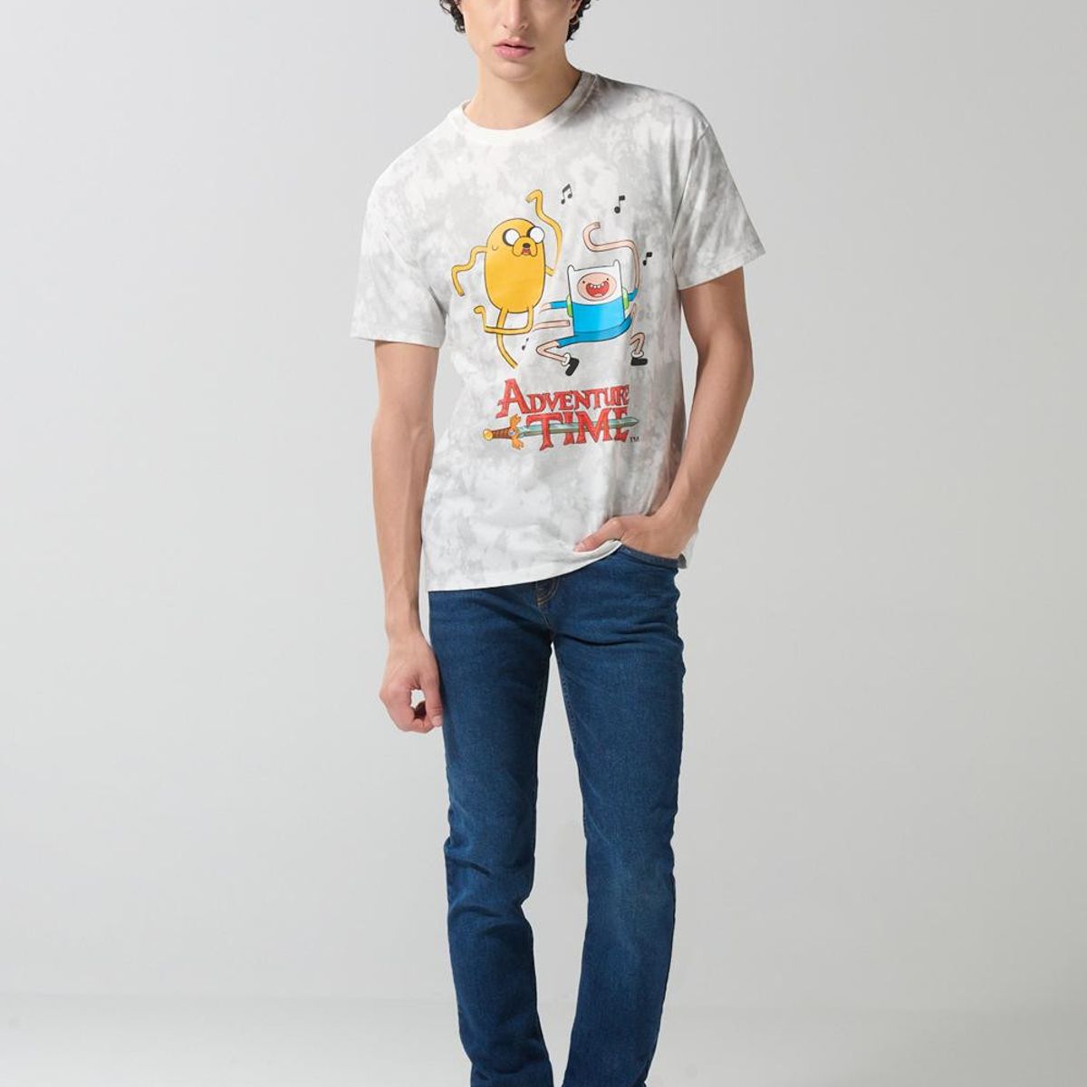 KOAJ - KOAJ Camiseta crema tie dye cuello redondo de Hora de Avent Hombre