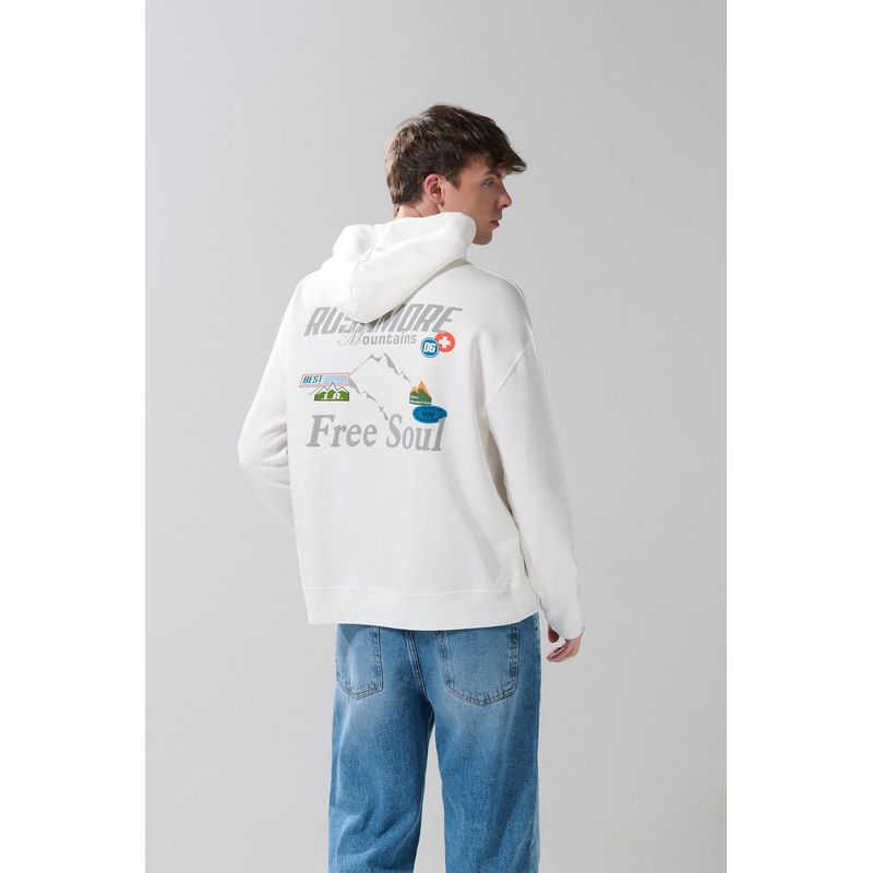 KOAJ - KOAJ Buzo unicolor con diseños de paisajes y capota Hombre