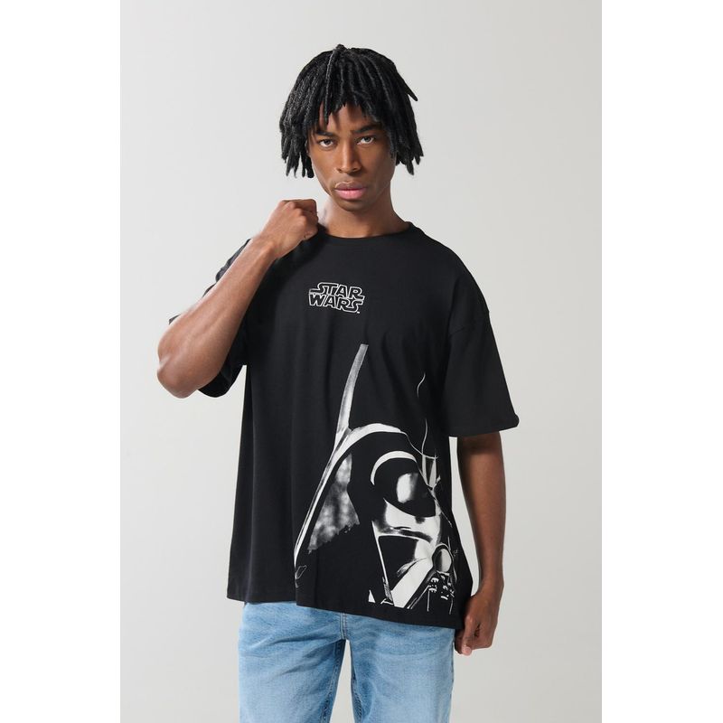 KOAJ - KOAJ Camiseta negra oversize de Star Wars con cuello redondo HOMBRE