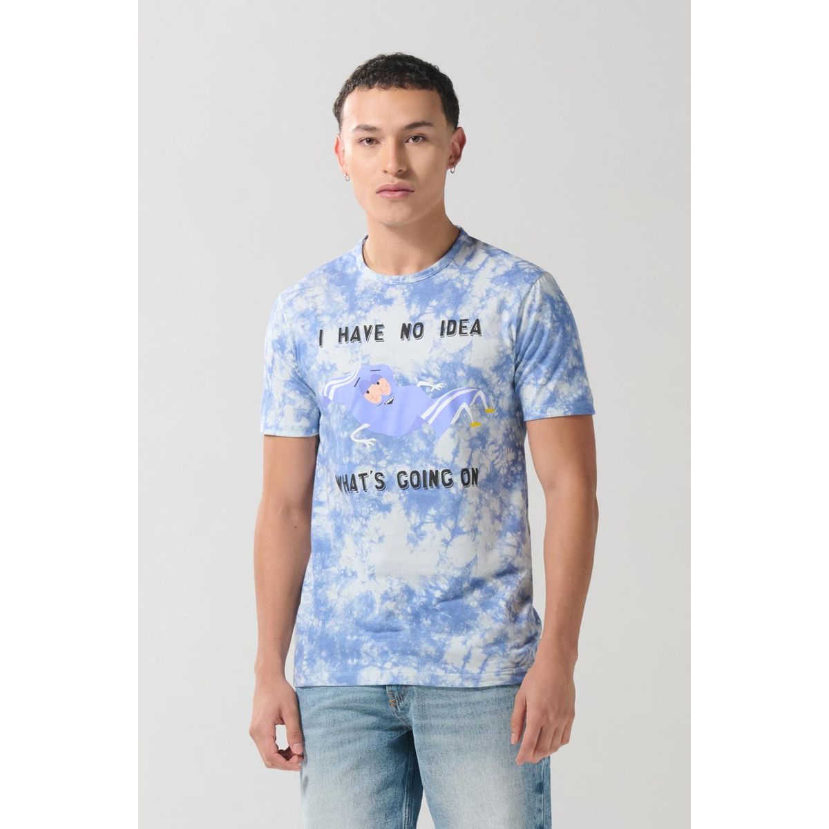 KOAJ - KOAJ Camiseta tie dye azul manga corta con diseño de South  Hombre