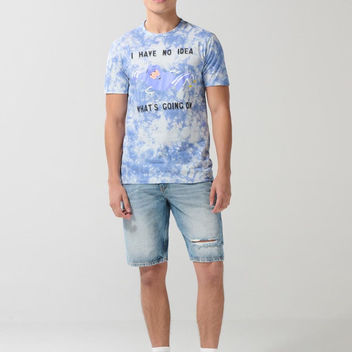 KOAJ - KOAJ Camiseta tie dye azul manga corta con diseño de South  Hombre