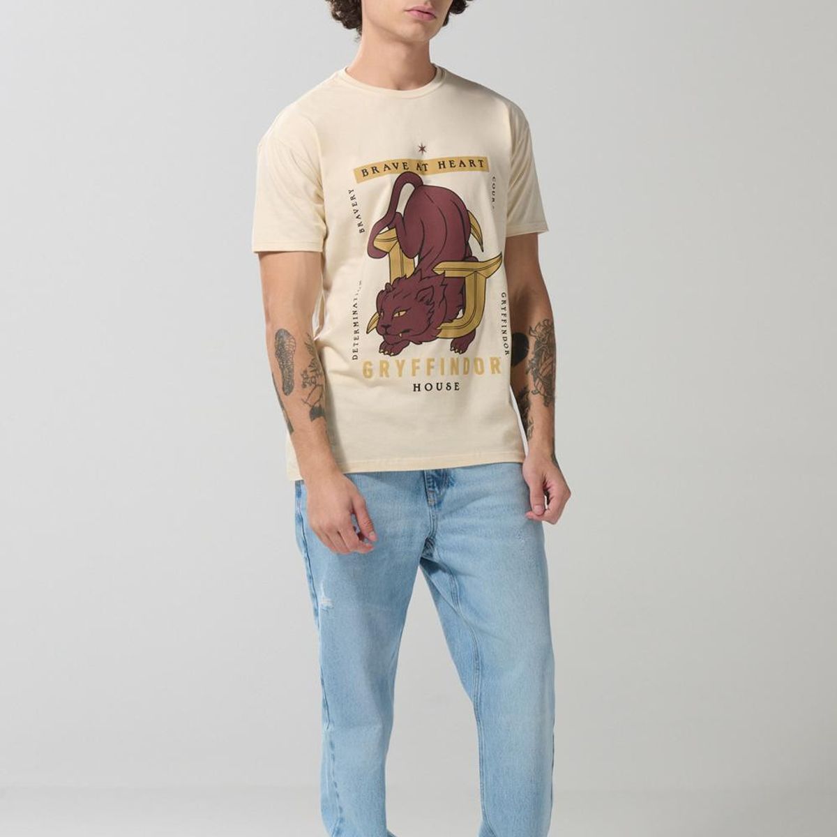 KOAJ - KOAJ Camiseta de Harry Potter kaki con cuello redondo Hombre