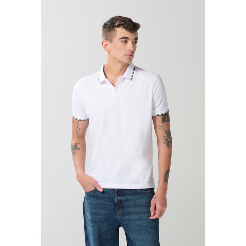 KOAJ - KOAJ Camiseta unicolor polo con manga corta y aberturas HOMBRE