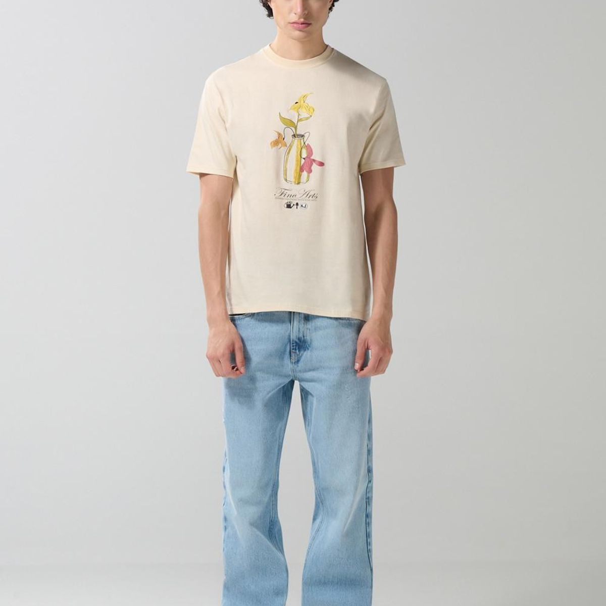 KOAJ - KOAJ Camiseta unicolor manga corta con diseño de naturaleza Hombre