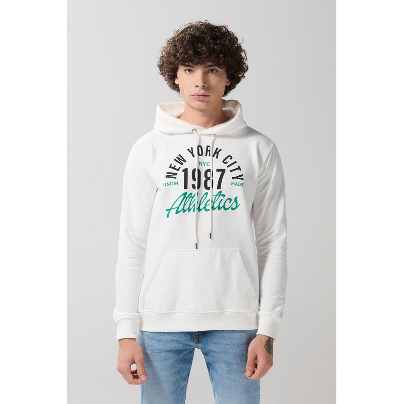 KOAJ - KOAJ Buzo crema claro con arte college y capota HOMBRE