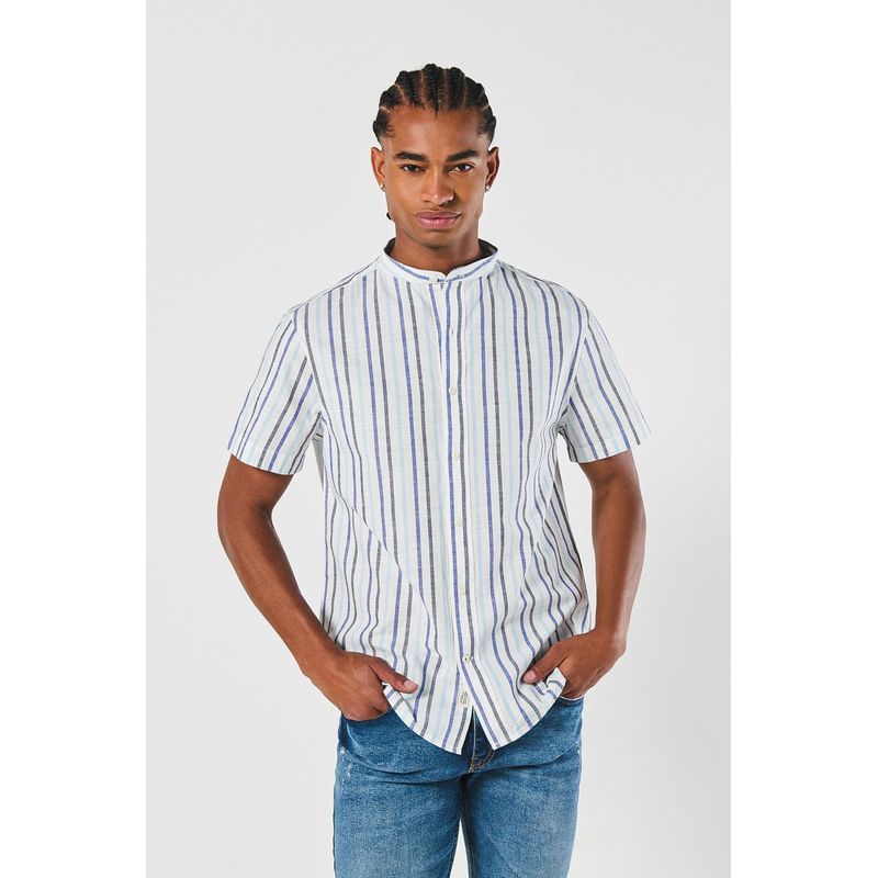 KOAJ - KOAJ Camisa cuello neru o mao, manga corta en slim fit HOMBRE