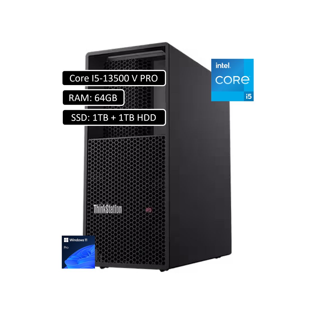 Lenovo - Pc Lenovo Thinkstation Intel Core I5-13500 Vpro Ram 64Gb Ssd 1Tb + Hdd 1Tb Win11 Pro