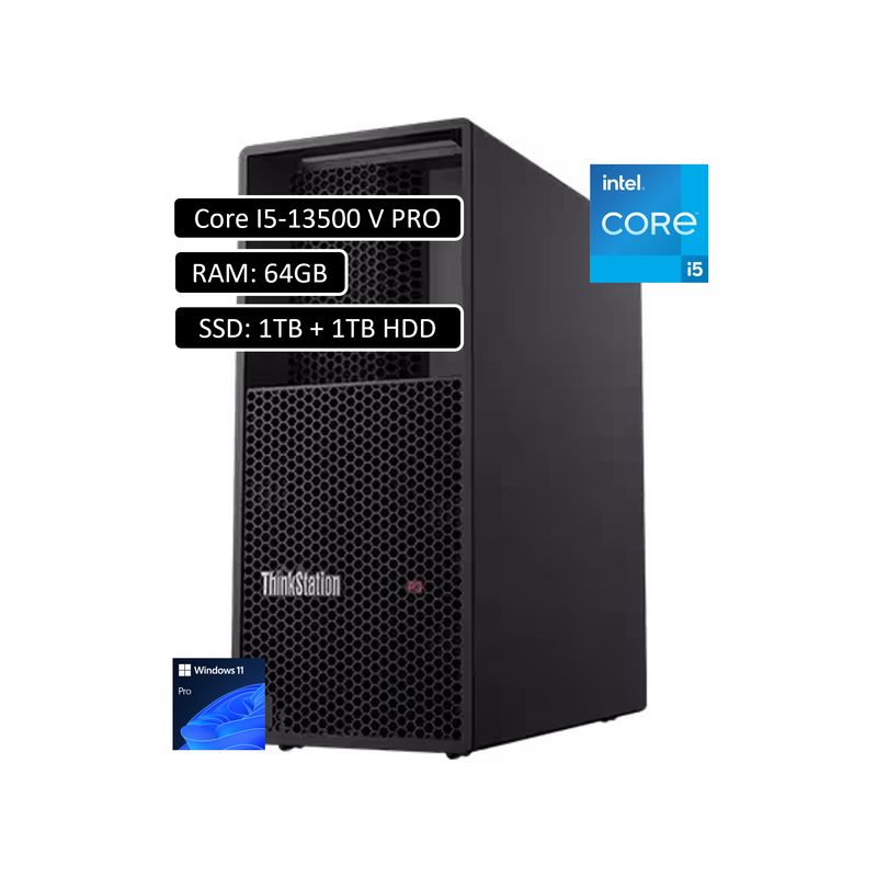 LENOVO - Pc Lenovo Thinkstation Intel Core I5-13500 Vpro Ram 64Gb Ssd 1Tb + Hdd 1Tb Win11 Pro