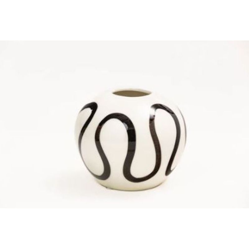 GENERICO - Florero The swirl vase M1-15 blanco con negro
