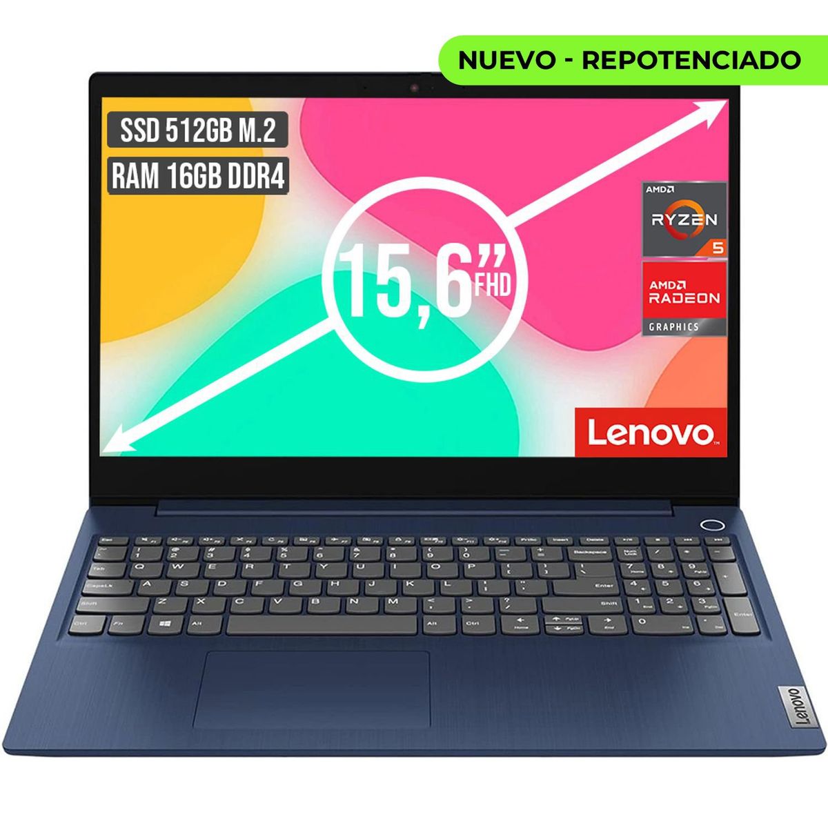 LENOVO - PORTATIL LENOVO AMD RYZEN 5-7520U SSD 512GB RAM 16GB LED 15,6 FULL FHD
