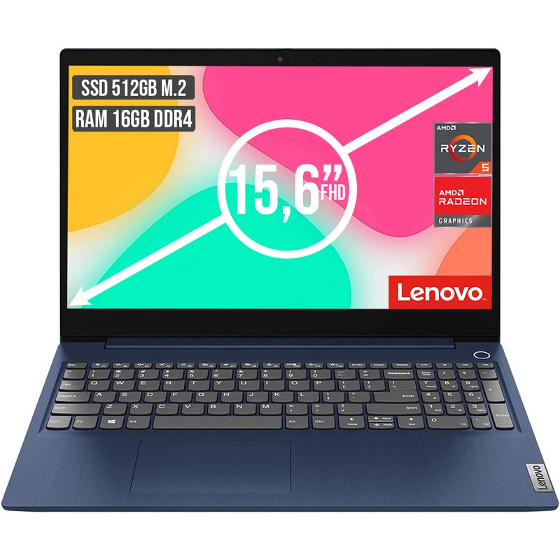 LENOVO - PORTATIL LENOVO AMD RYZEN 5-7520U SSD 512GB RAM 16GB LED 15,6 FULL FHD
