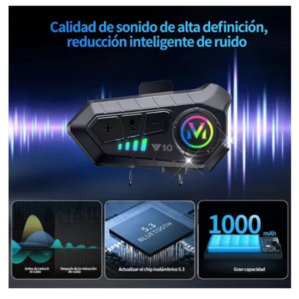 SKY - Intercomunicador original V10 Bluetooth Moto Casco