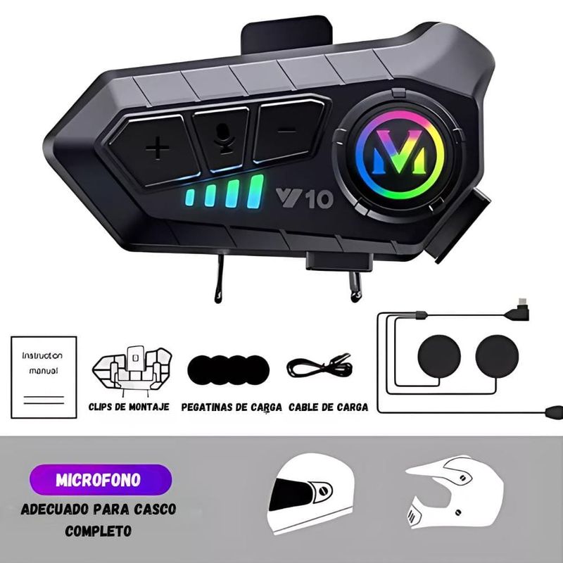 SKY - Intercomunicador V10 Bluetooth Moto Casco No Generico