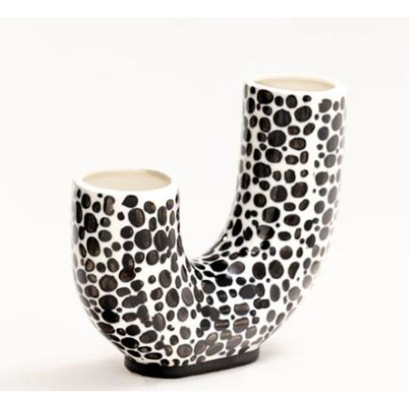 GENERICO - Florero The double trouble vase M1-16 blanco con negro