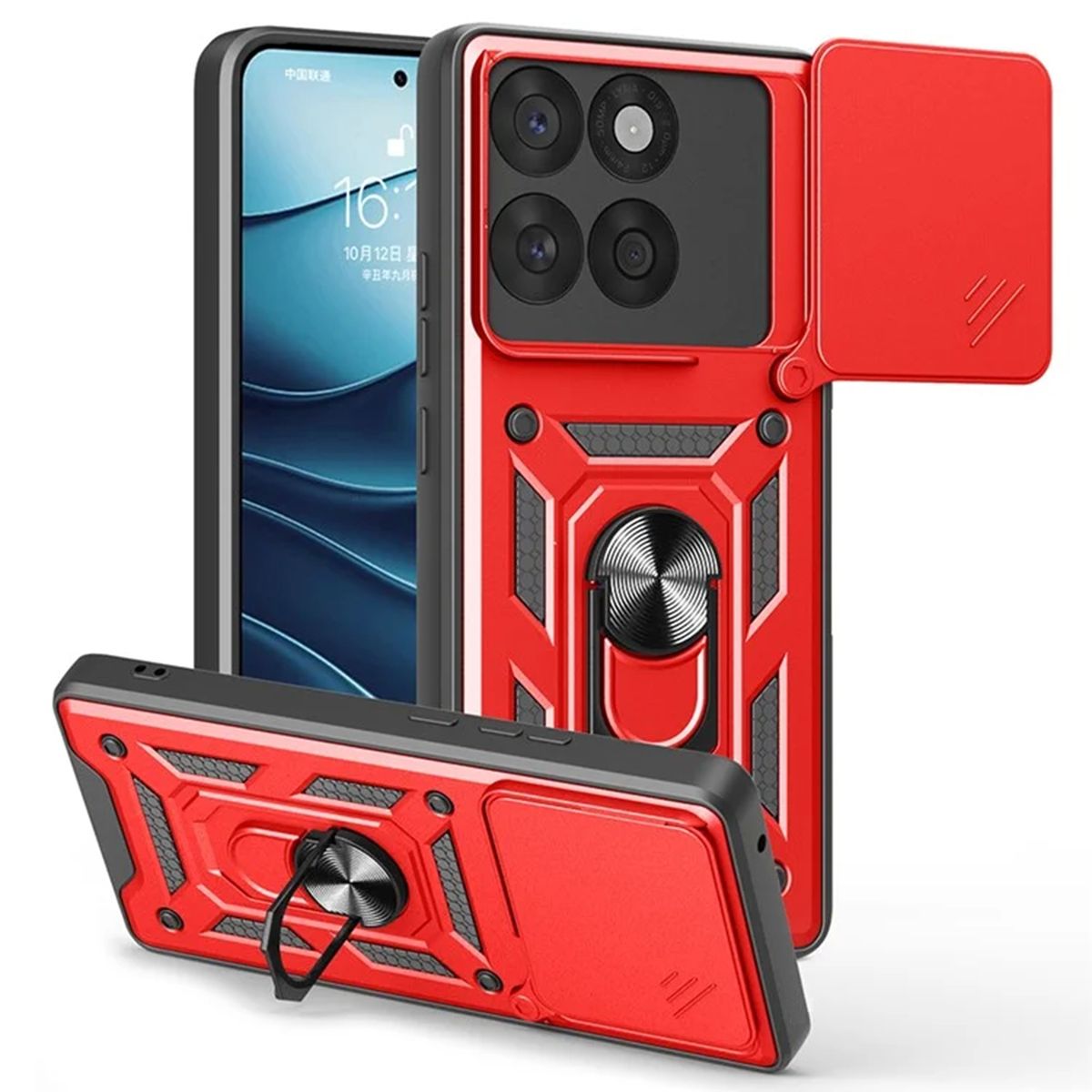 GENERICO - Estuche Protector Slider Compatible Motorola Edge 60 Y 60 Fusion Rojo