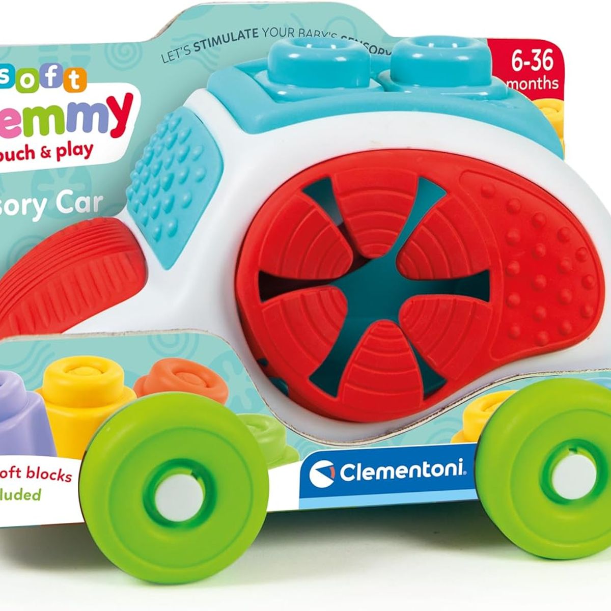 CLEMENTONI - Juego Didáctico Sensorial Carro Con Bloques Para Bebés