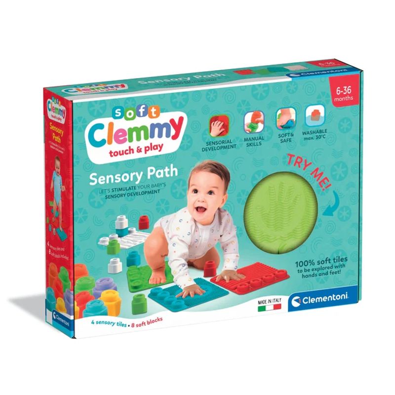 CLEMENTONI - Juego Didáctico Encajables Camino Táctil Sensorial Bebés